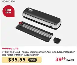 Shopper+ 9 Hot and Cold Thermal Laminator with Anti-Jam, Corner Rounder and Paper Trimmer - Moustache offer