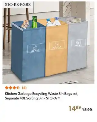 Shopper+ Kitchen Garbage Recycling Waste Bin Bags set, Separate 40L Sorting Bin - STORA offer