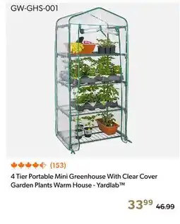 Shopper+ 4 Tier Portable Mini Greenhouse With Clear Cover Garden Plants Warm House - Yardlab offer