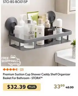 Shopper+ Premium Suction Cup Shower Caddy Shelf Organizer Basket For Bathroom - STORA offer