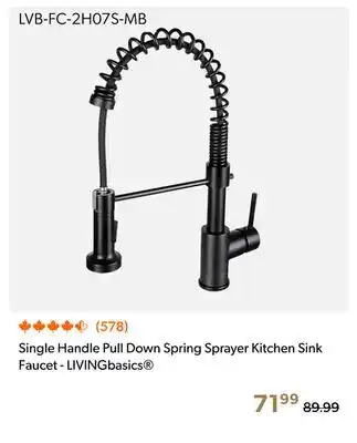 Shopper+ Single Handle Pull Down Spring Sprayer Kitchen Sink Faucet - LIVINGbasics offer