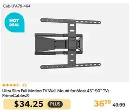 Shopper+ Ultra Slim Full Motion TV Wall Mount for Most 43-90 TVs - PrimeCables offer