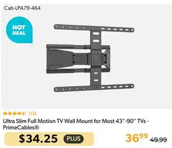 Shopper+ Ultra Slim Full Motion TV Wall Mount for Most 43-90 TVs - PrimeCables offer