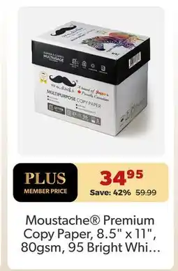 Shopper+ Moustache Premium Copy paper, 8.5 x 11 80gsm, 95 Bright White offer