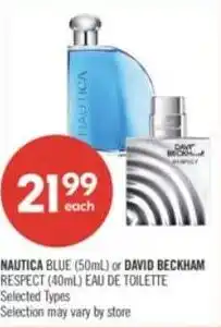 Shoppers Drug Mart Nautica blue or david beckham respect offer