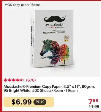 Shopper+ Moustache Premium Copy Paper, 8.5 x 11, 80gsm, 95 Bright White, 500 Sheets/Ream offer