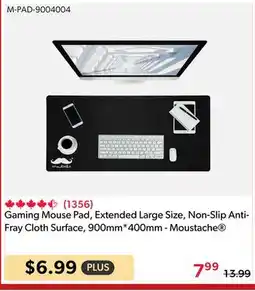 123Ink Gaming Mouse Pad, Extended Large Size, Non-Slip Anti- Fray Cloth Surface, 900mm*400mm - Moustache offer