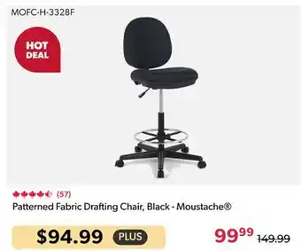 123Ink Patterned Fabric Drafting Chair, Black - Moustache offer