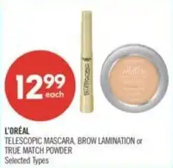 Shoppers Drug Mart L'oréal telescopic mascara, brow lamination or true match powder offer