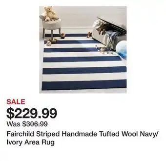 Wayfair Fairchild Striped Handmade Tufted Wool Navy/Ivory Area Rug offer