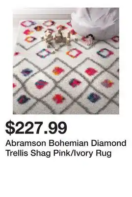 Wayfair Abramson Bohemian Diamond Trellis Shag Pink/Ivory Rug offer