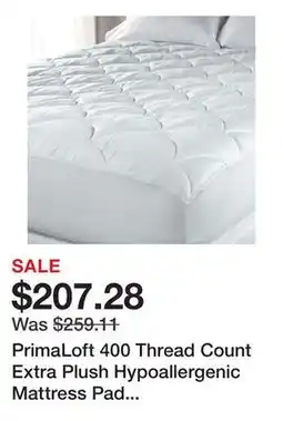 Bed Bath & Beyond PrimaLoft 400 Thread Count Extra Plush Hypoallergenic Mattress Pad - White offer