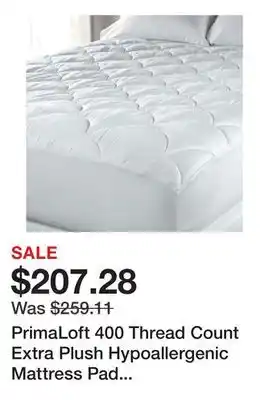 Bed Bath & Beyond PrimaLoft 400 Thread Count Extra Plush Hypoallergenic Mattress Pad - White offer