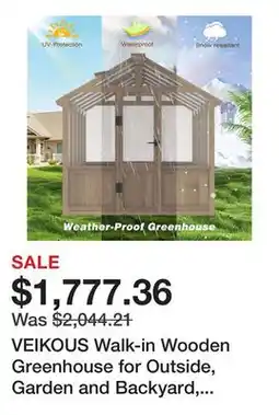 Bed Bath & Beyond VEIKOUS Walk-in Wooden Greenhouse for Outside, Garden and Backyard, Light Mocha Brown offer