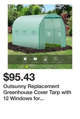 Bed Bath & Beyond Outsunny Replacement Greenhouse Cover Tarp with 12 Windows for Ventilation & Zipper Door, Green offer