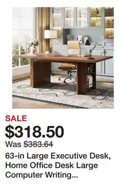 Bed Bath & Beyond 63-in Large Executive Desk, Home Office Desk Large Computer Writing Table with Storage offer