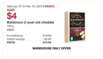 Costco Balderson 2-year-old cheddars offer