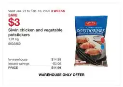 Costco Siwin chicken and vegetable potstickers offer