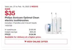 Costco Philips Sonicare Optimal Clean electric toothbrushes offer