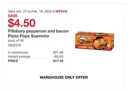 Costco Pillsbury pepperoni and bacon Pizza Pops Supremo offer