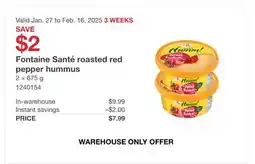 Costco Fontaine Sante roasted red pepper hummus offer