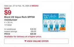 Costco Bioré UV Aqua Rich SPF50 moisturizer offer