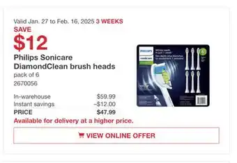 Costco Philips Sonicare DiamondClean brush heads offer