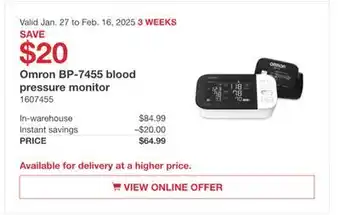 Costco Omron BP-7455 blood pressure monitor offer