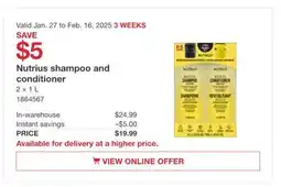 Costco Nutrius shampoo and conditioner offer