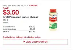 Costco Kraft Parmesan grated cheese offer