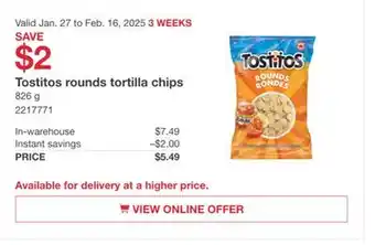 Costco Tostitos Rounds Tortilla Chips offer