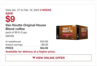 Costco Van Houtte Original House Blend coffee offer