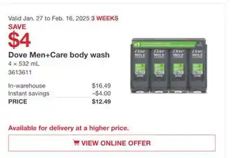 Costco Dove Men+Care body wash offer