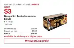 Costco Nongshim Tonkotsu ramen bowls offer