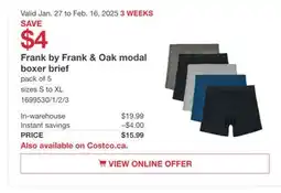 Costco Frank by Frank & Oak modal boxer brief offer