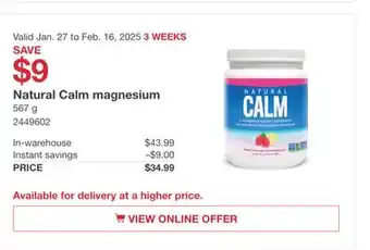 Costco Natural Calm magnesium offer