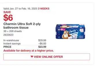 Costco Charmin Ultra Soft 2-ply Bathroom Tissue offer