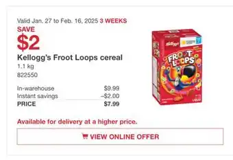 Costco Kellogg's Froot Loops cereal offer