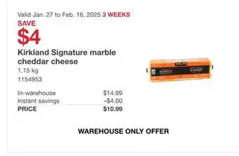 Costco Kirkland Signature marble cheddar cheese offer