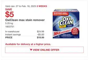 Costco OxiClean max stain remover offer