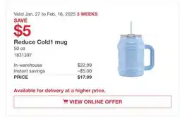 Costco Reduce Cold1 mug offer