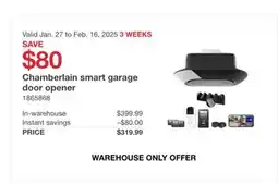 Costco Chamberlain smart garage door opener offer