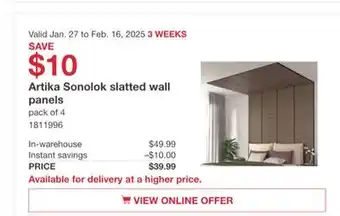 Costco Artika Sonolok slatted wall panels offer