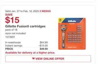 Costco Gillette Fusion5 cartridges offer