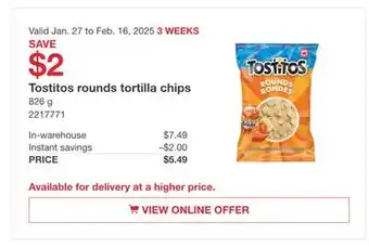 Costco Tostitos rounds tortillas chips offer