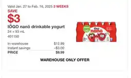 Costco IÖGO nanö drinkable yogurt offer