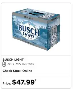 The Beer Store busch light 30 X 355 ml Cans offer