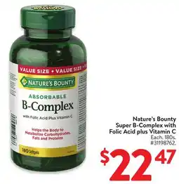 Walmart Nature's Bounty Super B-Complex with Folic Acid Plus Vitamin C offer