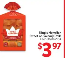 Walmart King's Hawaiian Sweet or Savour Rolls offer