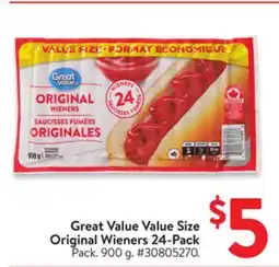 Walmart Great Value Value Size Original Wieners 24-pack offer